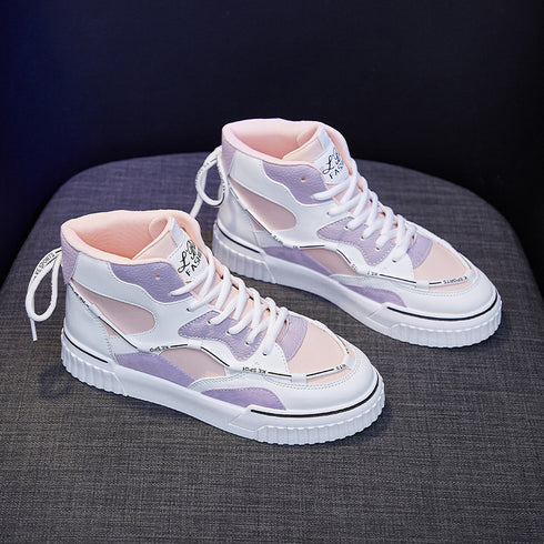 High Top White Shoes Women Flat Running Shoes Women - ROUTINE FASHION
